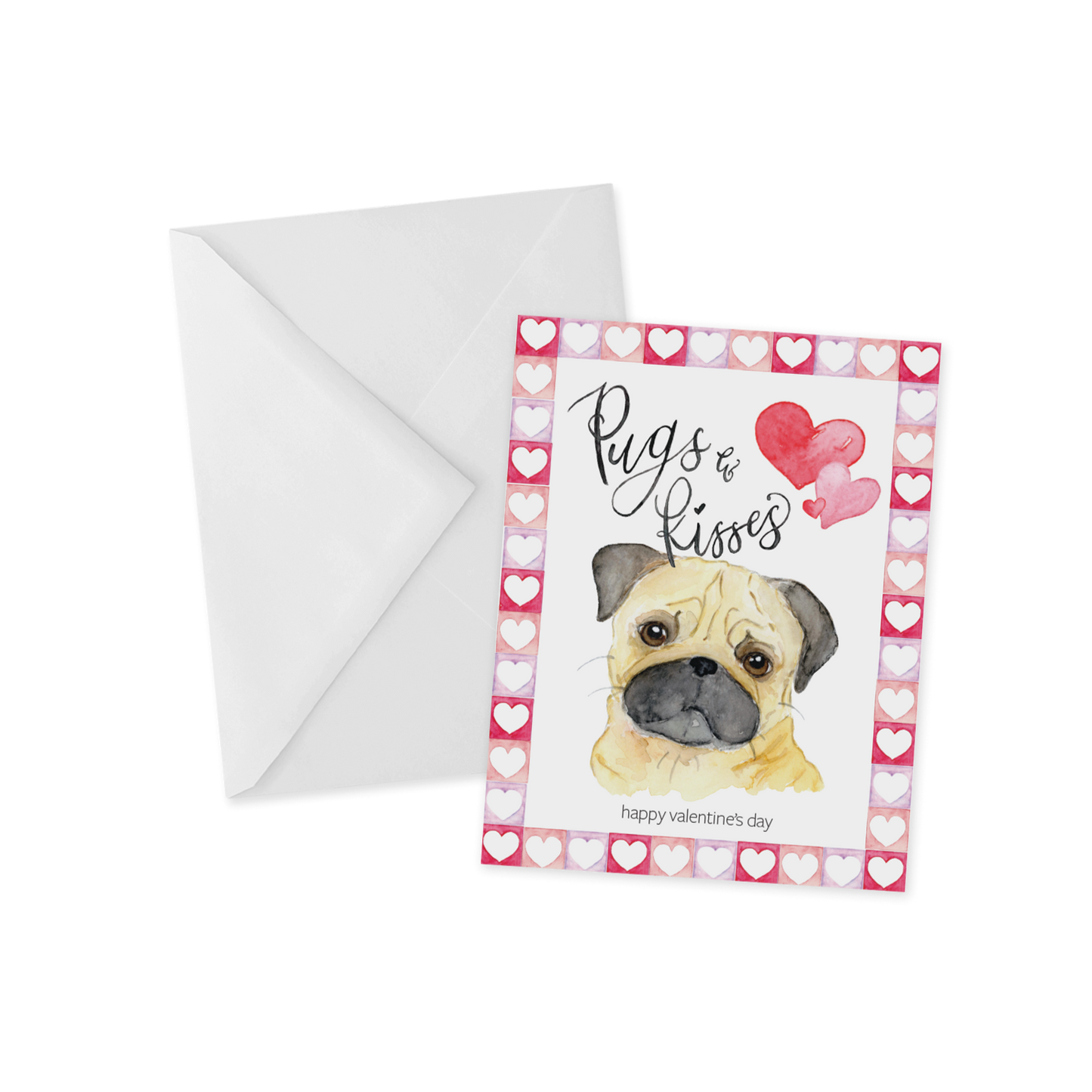 Pugs n’ Kisses Valentine's Day Greeting Card