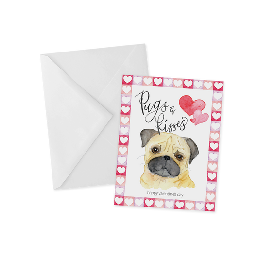 Pugs n’ Kisses Valentine's Day Greeting Card