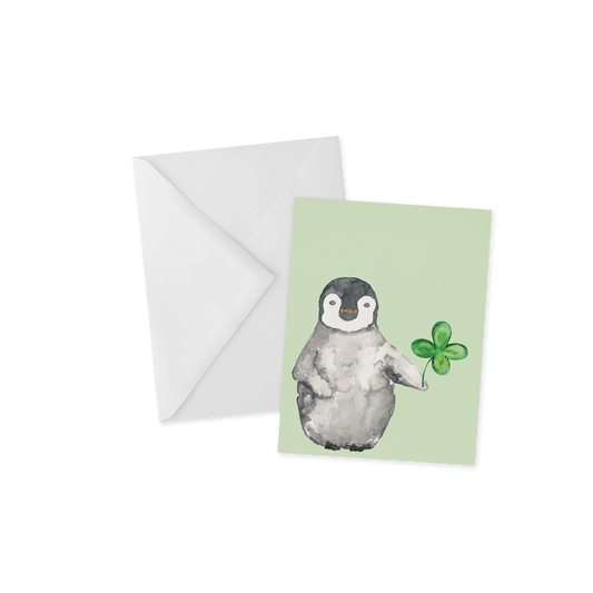 Cute St Patty's Penguin Greeting Card