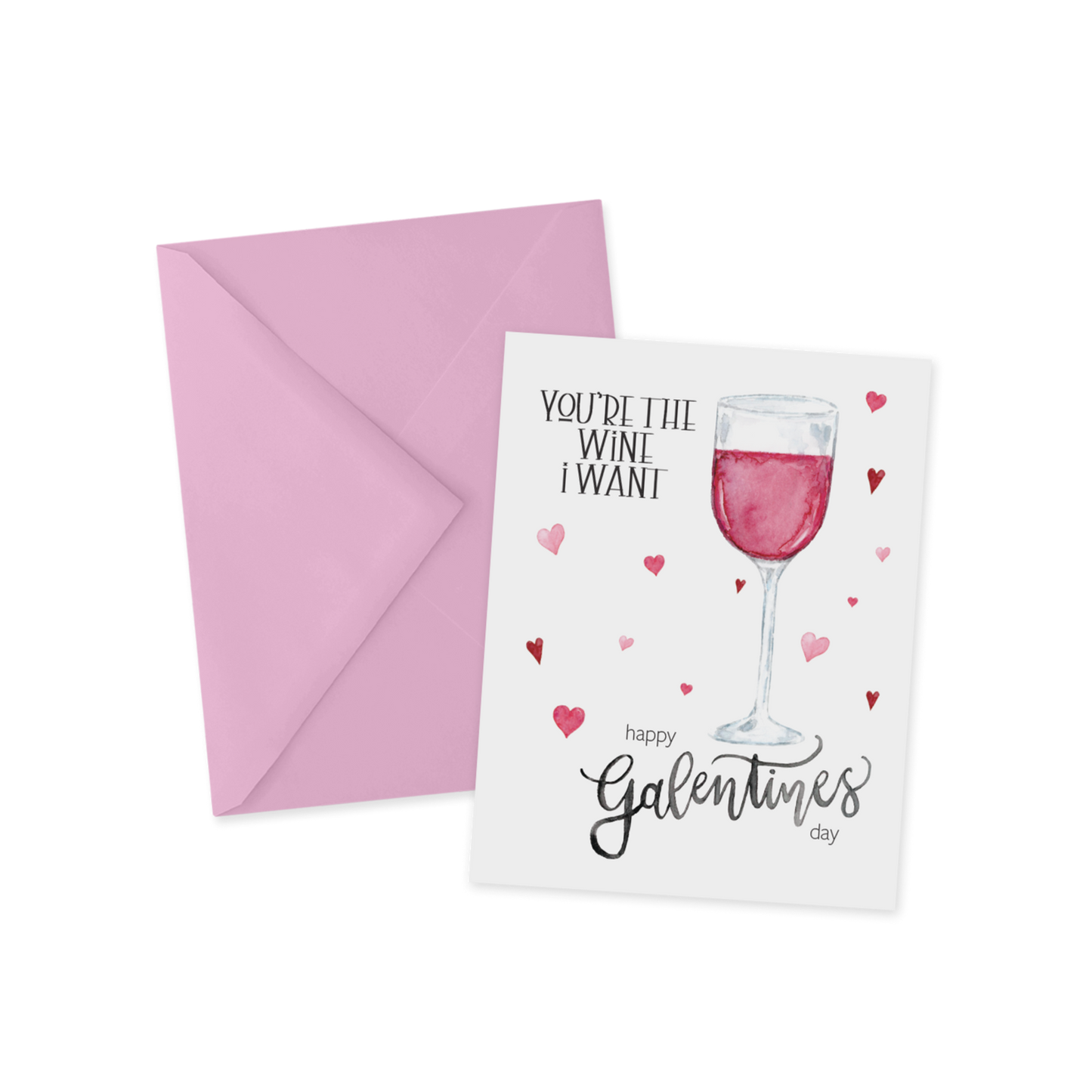 Wine Galentines Day Greeting Card