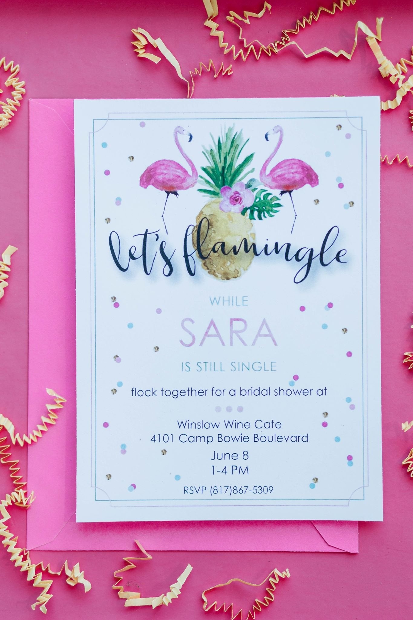 Let's Flamingle Tropical Pool Party Invitation