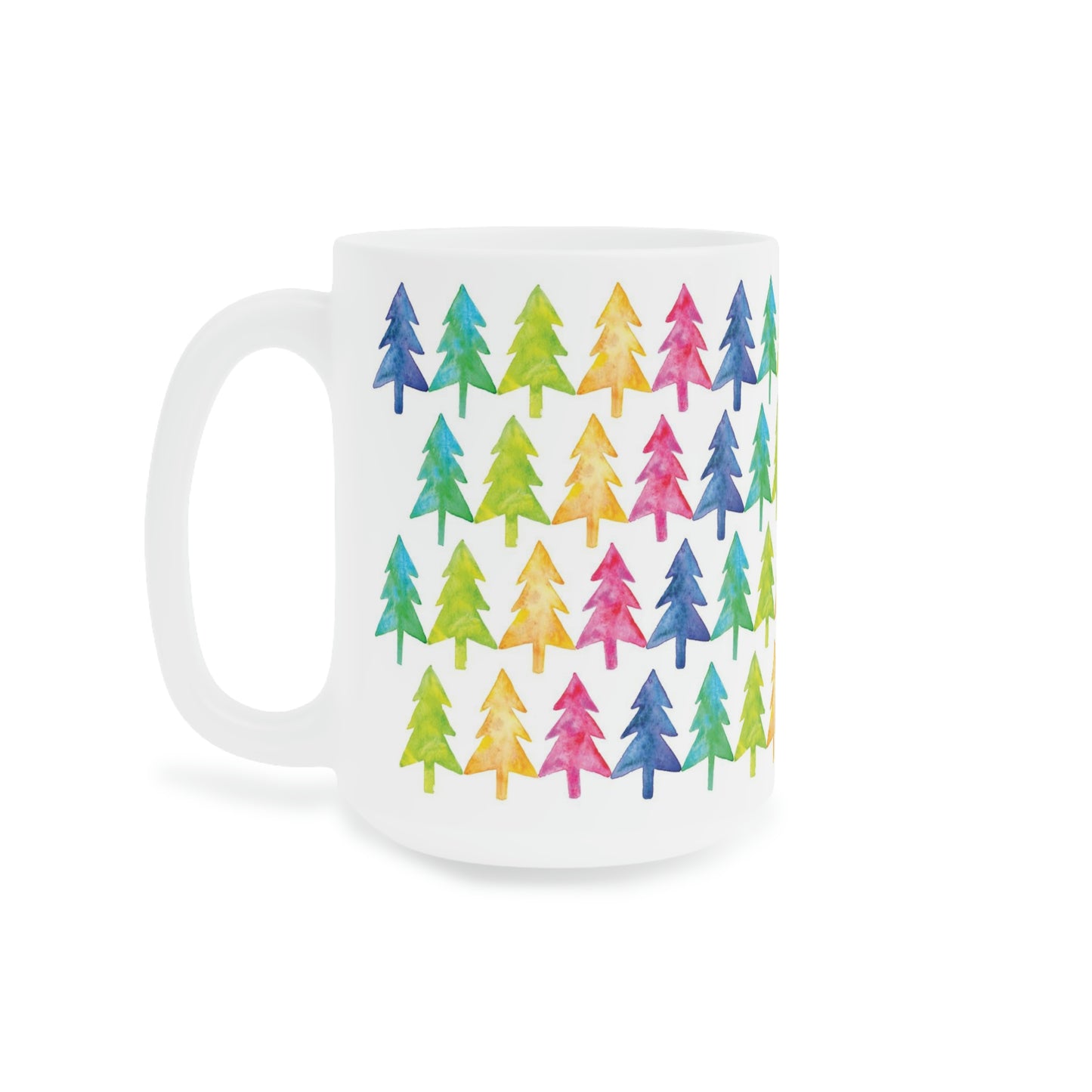 Merry and Bright Watercolor Holiday Trees, Ceramic Mug