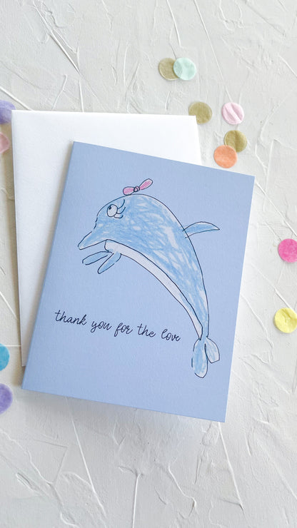 Happy Dolphin Thank You Card