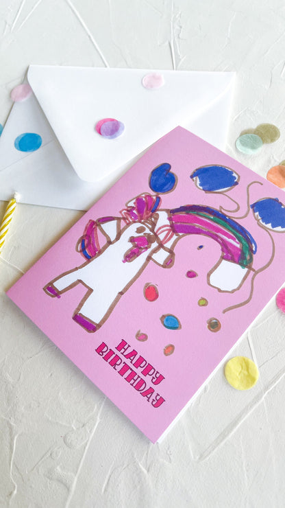 Unicorn Confetti Birthday Card