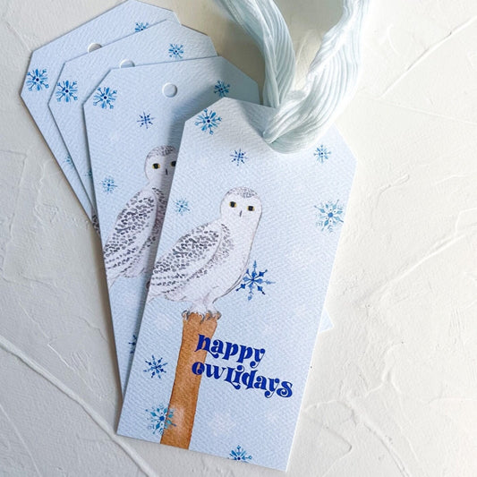 Happy Owlidays Luxurious Watercolor Gift Tags- Set of 5