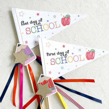 First Day of School Party Flag, Back to School Pennant Flag for Kids