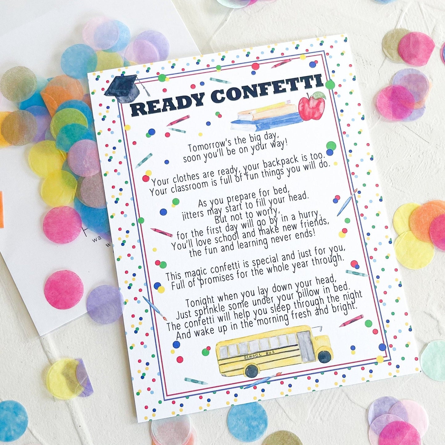 Back to School Ready Confetti, Jitter Glitter First Day of School Gift