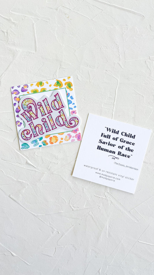 Wild Child Rainbow Leopard Print Sticker