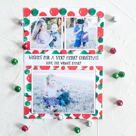 Colorful Red and Green Party Holiday Photo Card