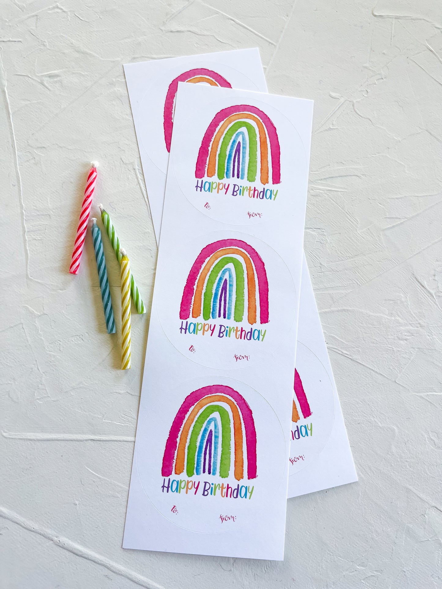 Birthday Rainbow Gift Tag Stickers, Set of 6