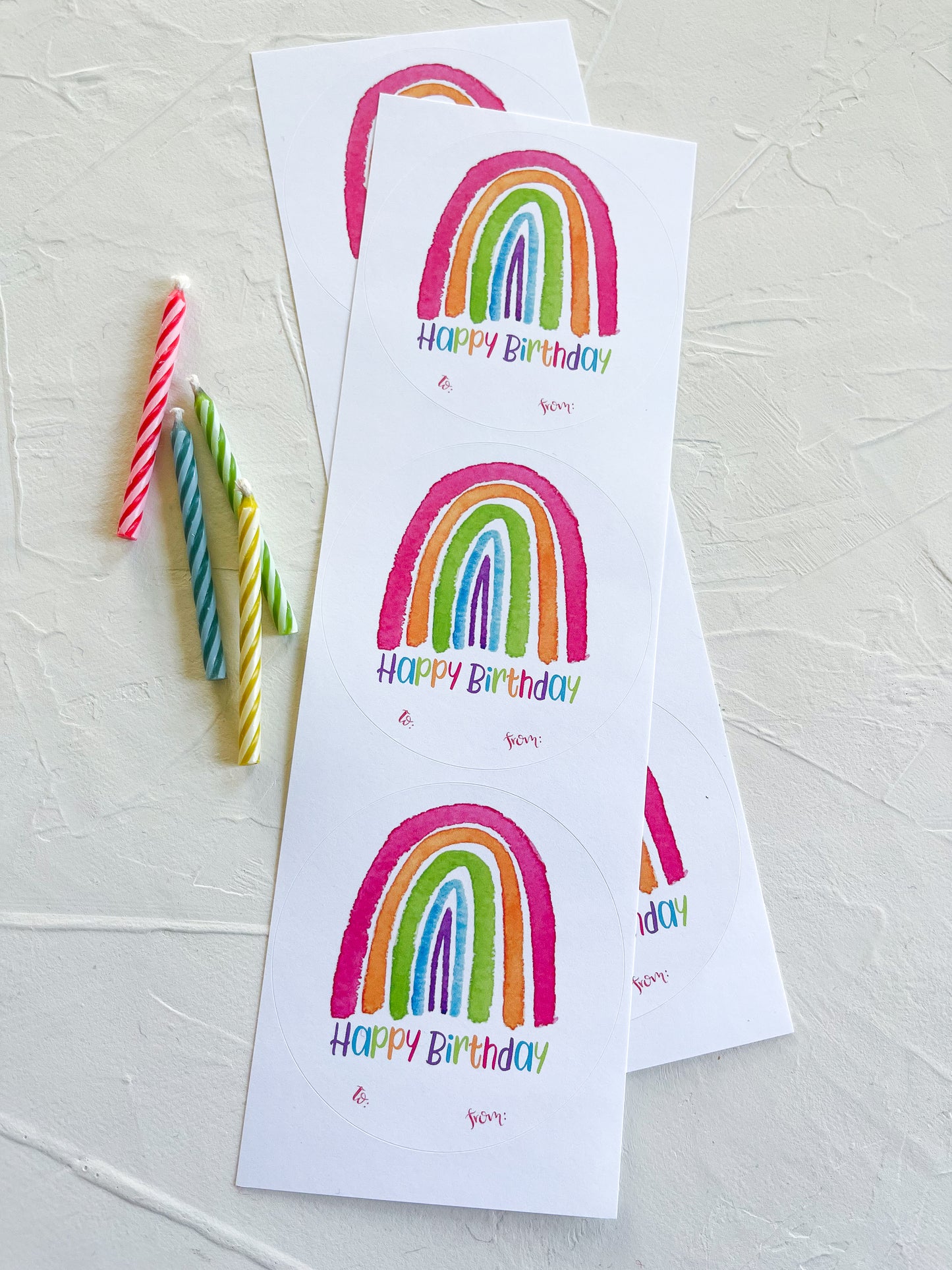 Birthday Rainbow Gift Tag Stickers, Set of 6