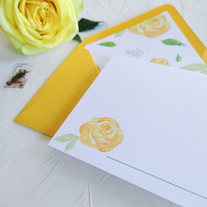 Yellow Rose of Texas Stationery Set, Set of 5 Notecards with Lined Envelopes