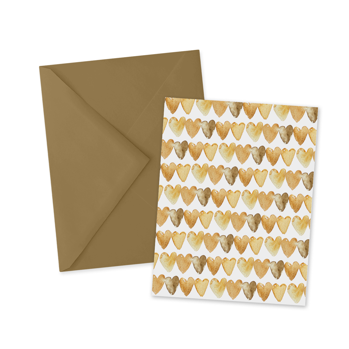 Brown Hearts, Neutral and Chic Stationery, Set of 5