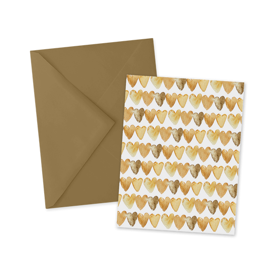 Brown Hearts, Neutral and Chic Stationery, Set of 5