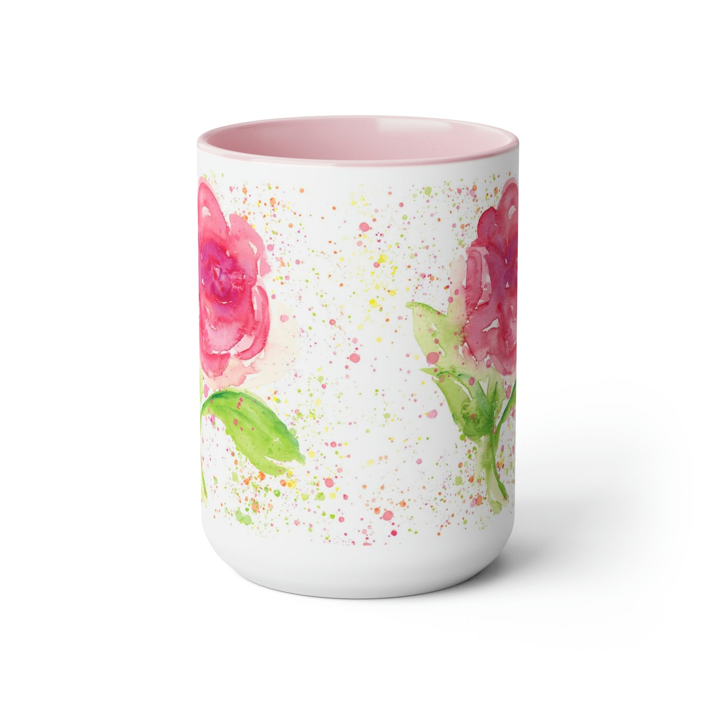 Whimsical Pink Rose, Floral 15oz Ceramic Mug