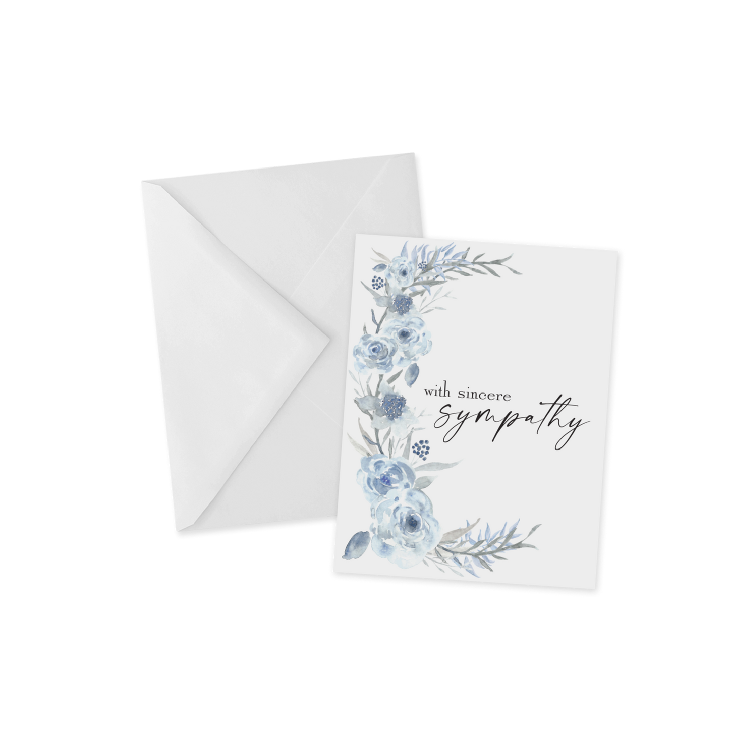 Blue Floral Sympathy Greeting Card