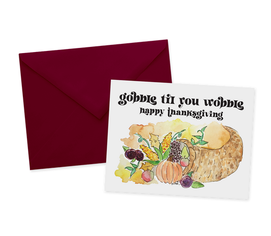 DISCONTINUED Gobble til You Wobble Thanksgiving Greeting Card