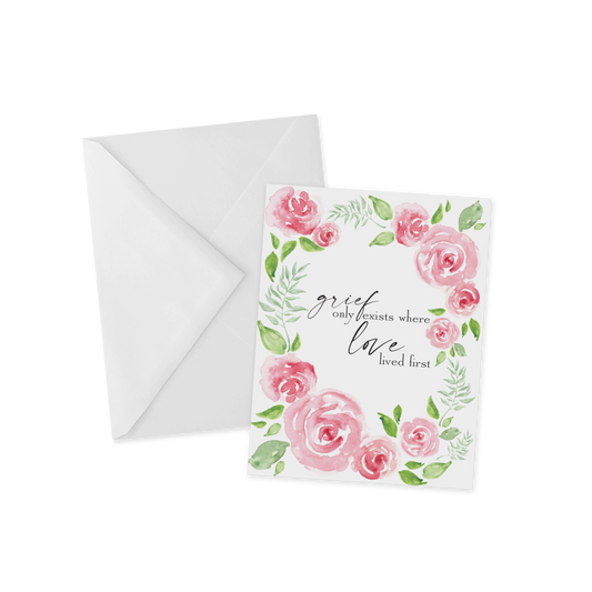 Pink Floral Grief, Sympathy Greeting Card