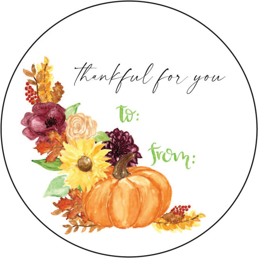 Thankful Pumpkin, Autumn Gift Tag Stickers