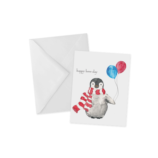 Birthday Party Penguin Greeting Card