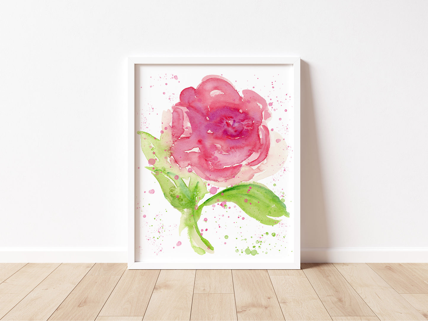 Loose Watercolor Pink Rose, 8x10 Print