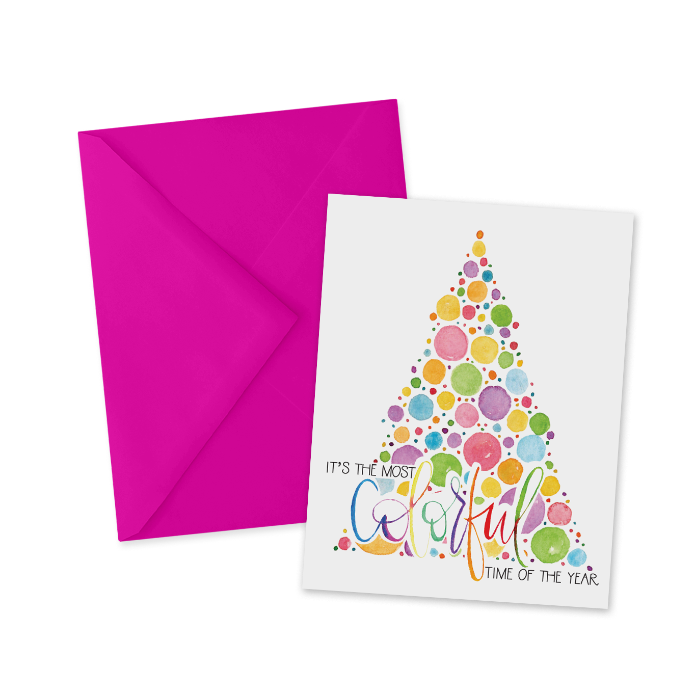 Colorful Pointillism Holiday Tree Card