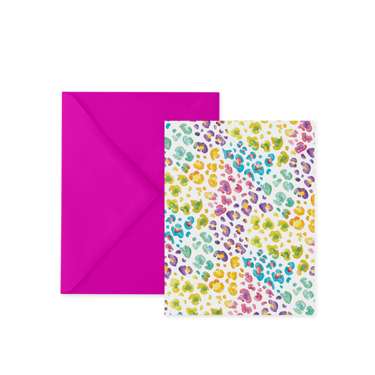 Rainbow Leopard Stationery, Set of 5 with Envelopes