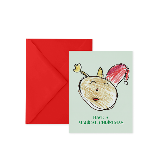 Reindeer Unicorn Magical Christmas Card
