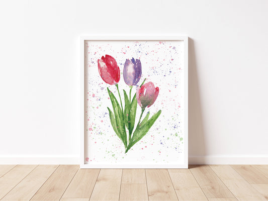 Colorful Spring Tulips, 8x10 Art Print
