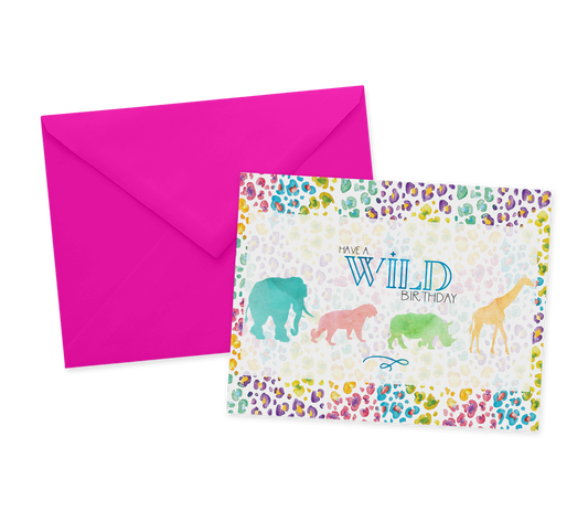 90s Inspired LF Rainbow Leopard, Birthday Card